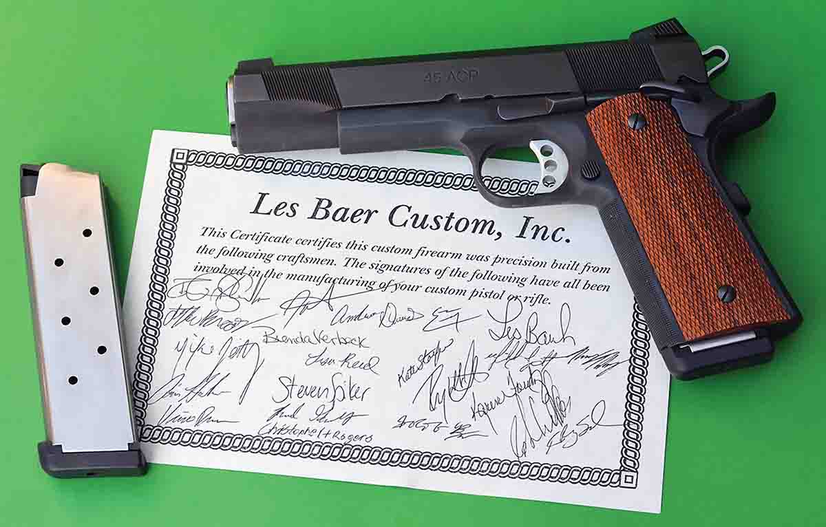 Each Les Baer 1911 Custom Carry comes with a signed certificate verifying the craftsmen that built that particular pistol.